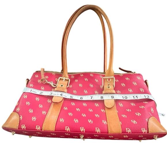 Vintage | Dooney & Bourke | Red Monogrammed Logo Signature Satchel Handbag - Picture 13 of 15